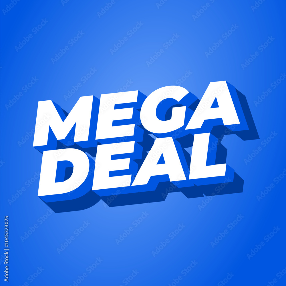 Mega deal. Text effect in 3D look for promotional ads. Square size Mega deal. Text effect in 3D look for promotional ads. Square size