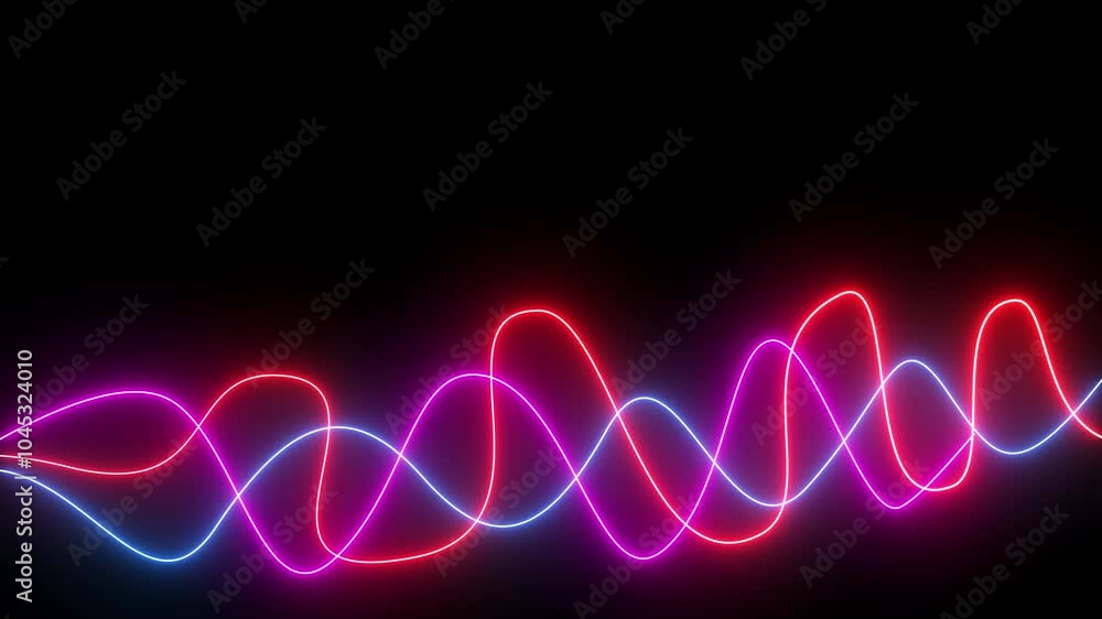 Neon shine curved line animation on black background. Neon shine curved line animation on black background.