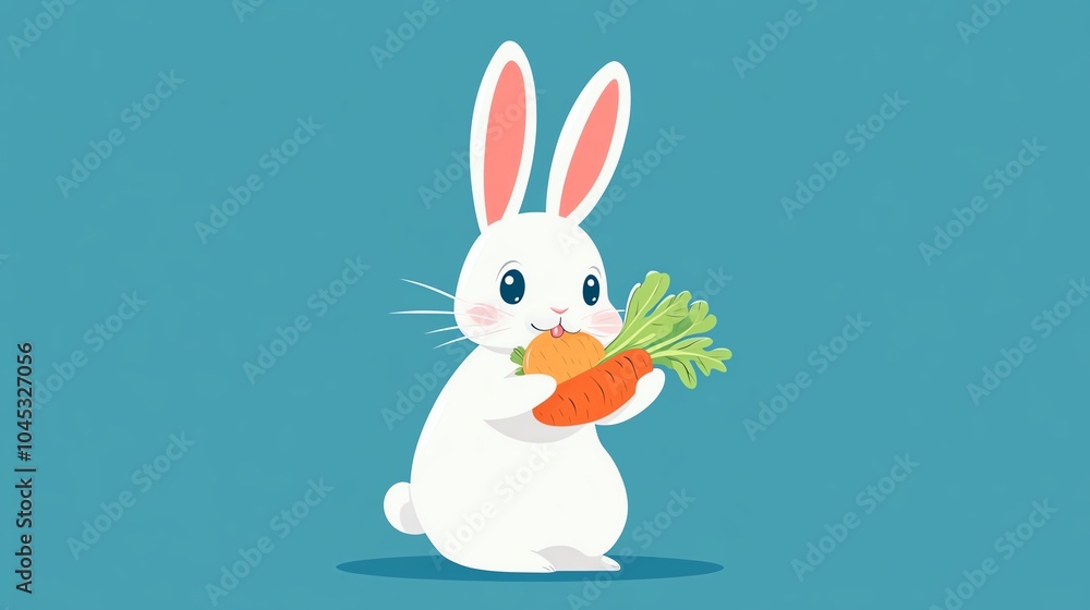 Cute rabbit holding a carrot against a colorful background. Cute rabbit holding a carrot against a colorful background.