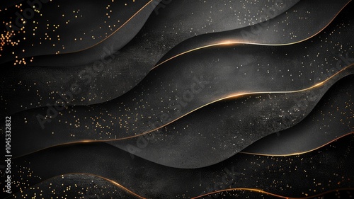 Abstract black and gold textured diagonal lines with paint splatter. Abstract image of black wall with line and glittering gold and vibrant color. Digital art for design and print. Technology. AIG53.