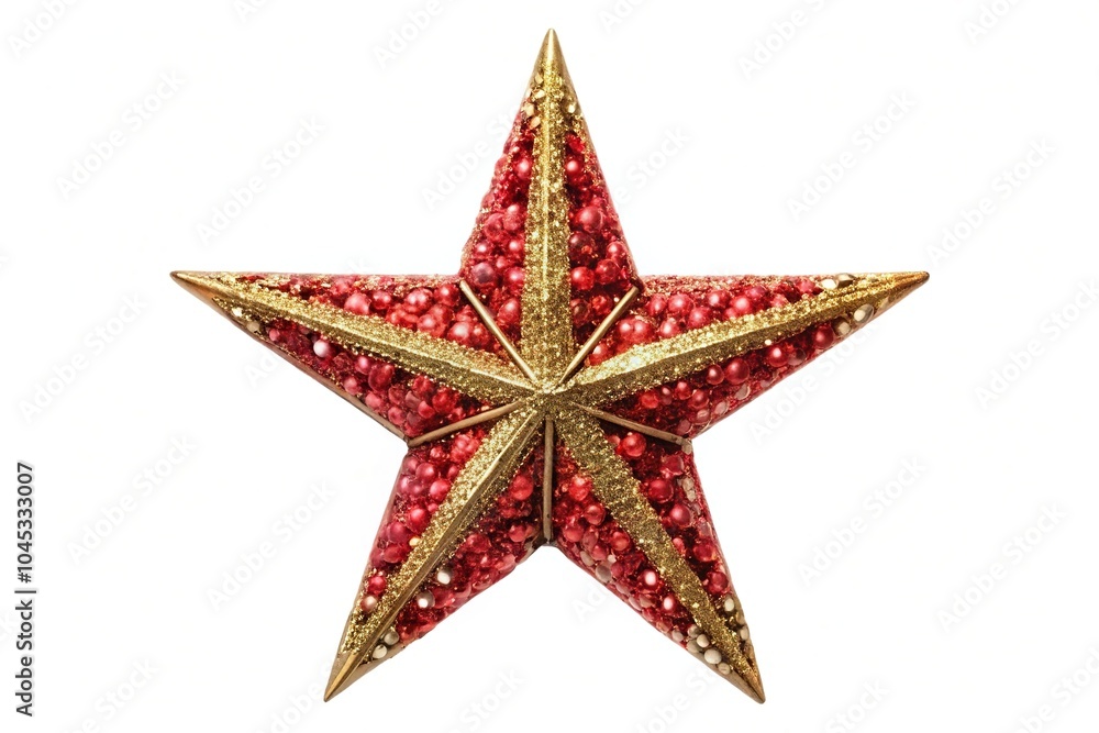 Fototapeta premium Christmas star clipping path isolated on white background, asymmetrical