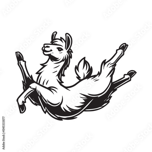 Llama Outline Clipart Design - Lama Glama vector illustration in black and white
