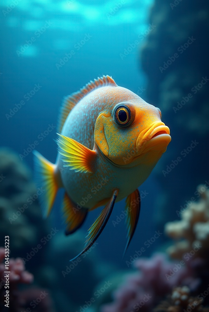 Close up of colorful tropical fish underwater life scene in the ocean Close up of colorful tropical fish underwater life scene in the ocean