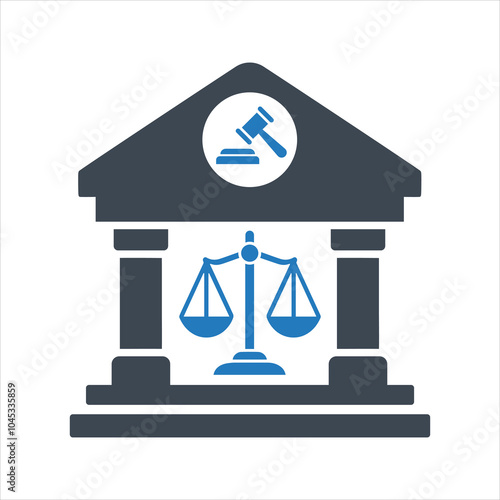Court icon. Courthouse. Symbol of law and justice icon