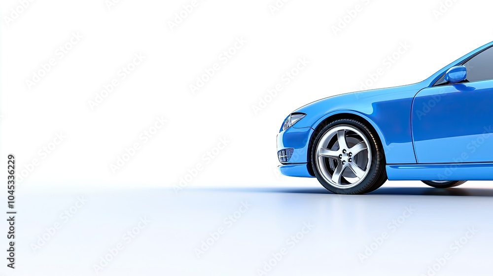 Sleek Blue Sports Car on White Background Sleek Blue Sports Car on White Background