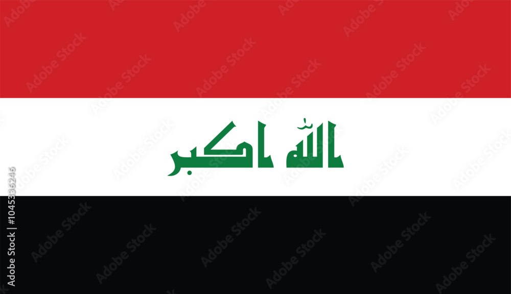 Flag of Iraq, Iraqi National Flag, Red, White, and Black Tricolor, Iraqi Flag, flat vector Flag of Iraq, Iraqi National Flag, Red, White, and Black Tricolor, Iraqi Flag, flat vector