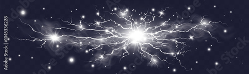 Vector Lightning . Realistic Natural Neon Lightning Effect. Thunderstorm Energy Charge. Thunder Blitz. Lightning Flash Sparks Storm. 
