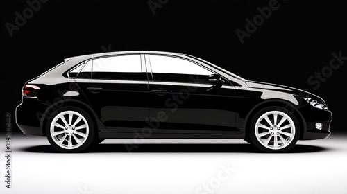 Sleek Black Hatchback Car Side View