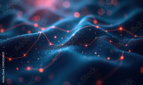 Abstract modern blue waves background or backdrop with glow and bokeh