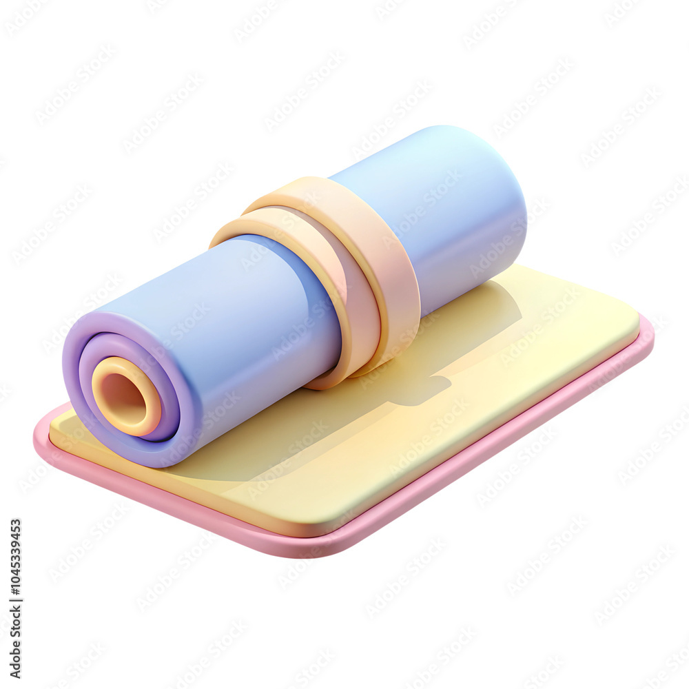Yoga mat icon, rolled-up purple mat with strap isolated on transparent background Yoga mat icon, rolled-up purple mat with strap isolated on transparent background