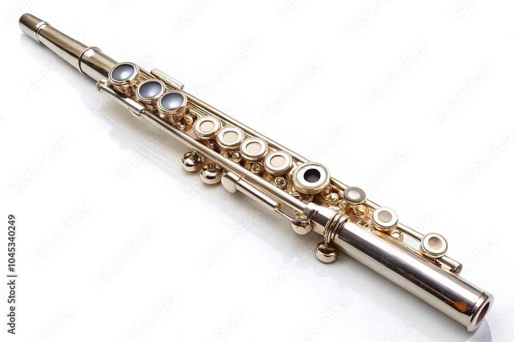 Fototapeta premium classic musical instrument flute isolated on white background