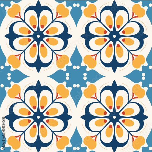 Antique tile pattern, vintage, seamless texture ornament, floral mosaic art design, minimalist geometric shape, retro repeating line, interior decoration