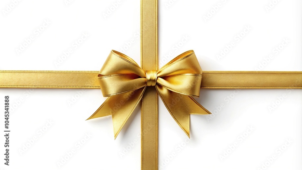 Clean and elegant white background with a golden ribbon knot, perfect for concepts like luxury, elegance, and celebration Clean and elegant white background with a golden ribbon knot, perfect for concepts like luxury, elegance, and celebration