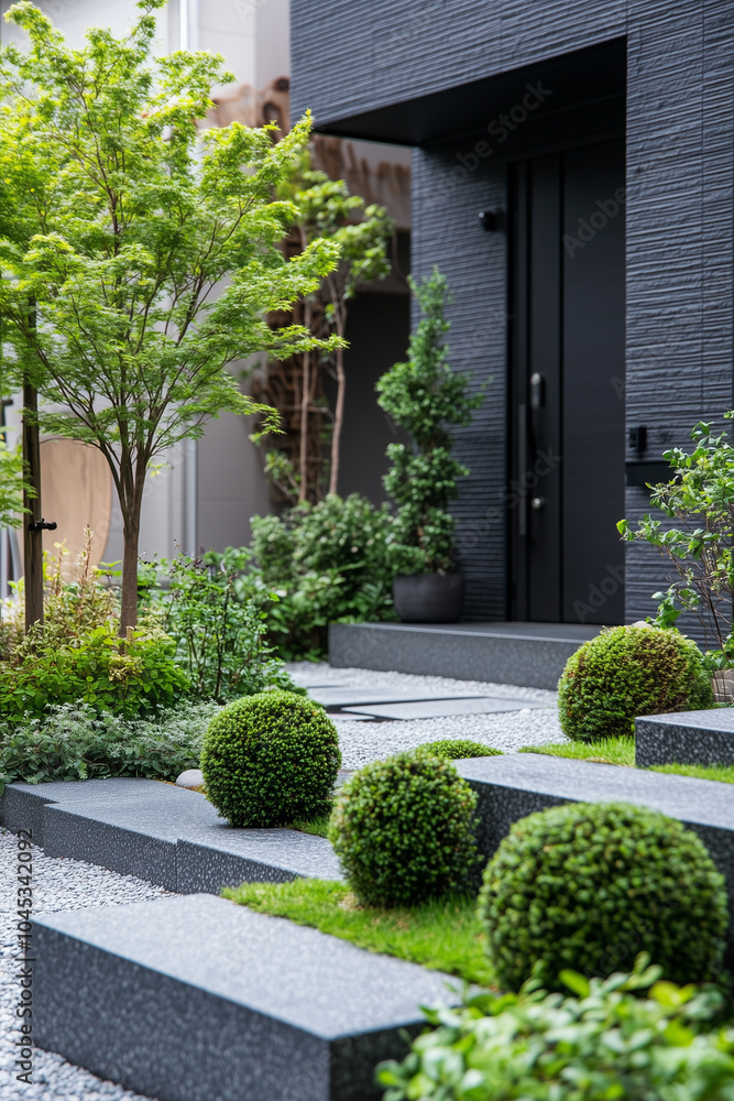 Obraz premium モダンな住宅と植栽のイメージ