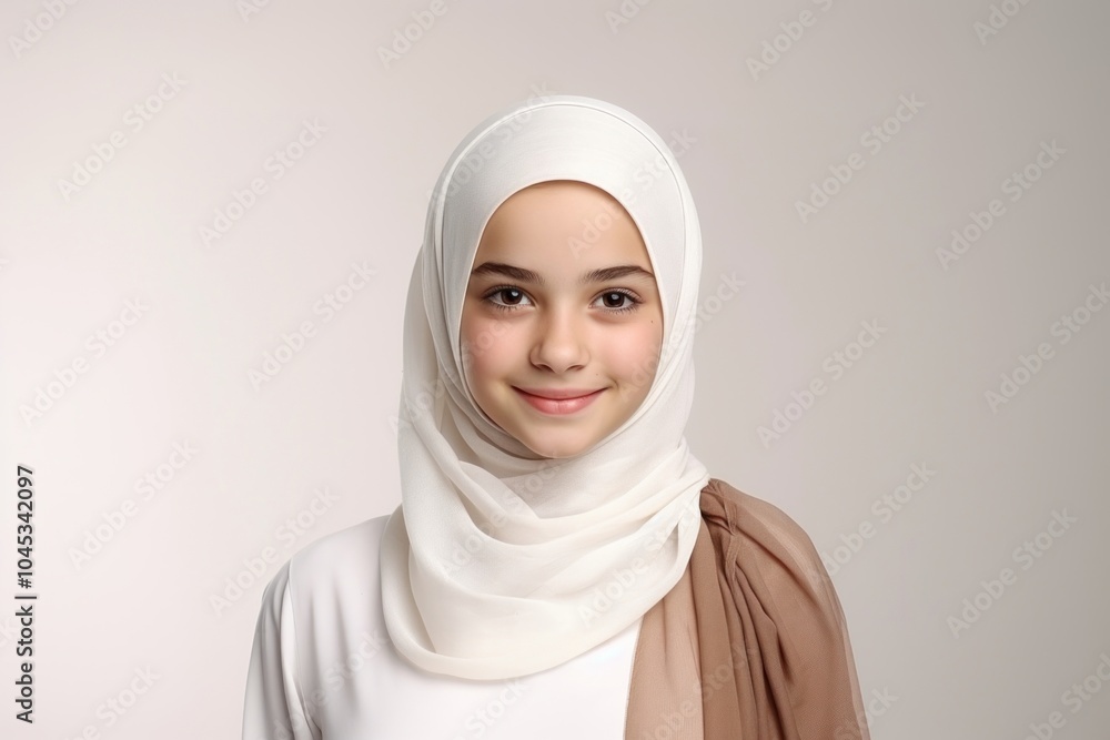 Muslim young girl portrait scarf smile. Muslim young girl portrait scarf smile.
