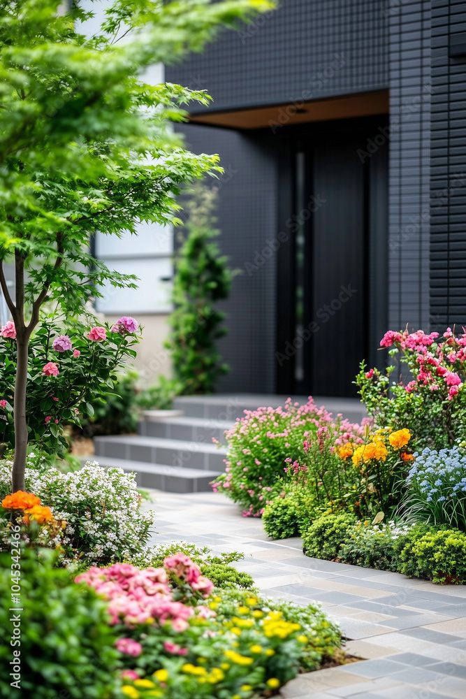 Fototapeta premium モダンな住宅と植栽のイメージ