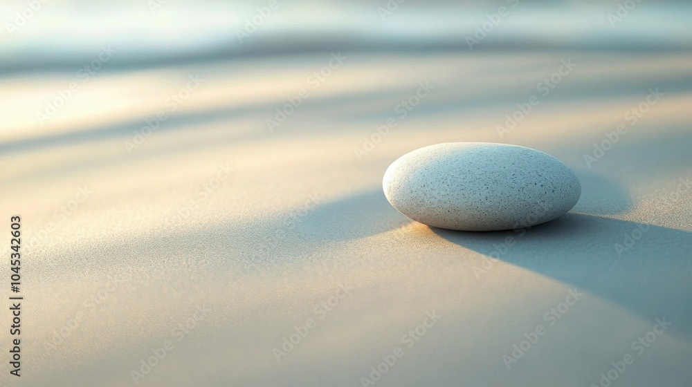 A single stone sitting in the middle of an empty sandy beach A single stone sitting in the middle of an empty sandy beach