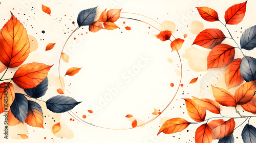 Charming Cozy Autumn Circle Frame with Rich Colors and Space for Personalized Text