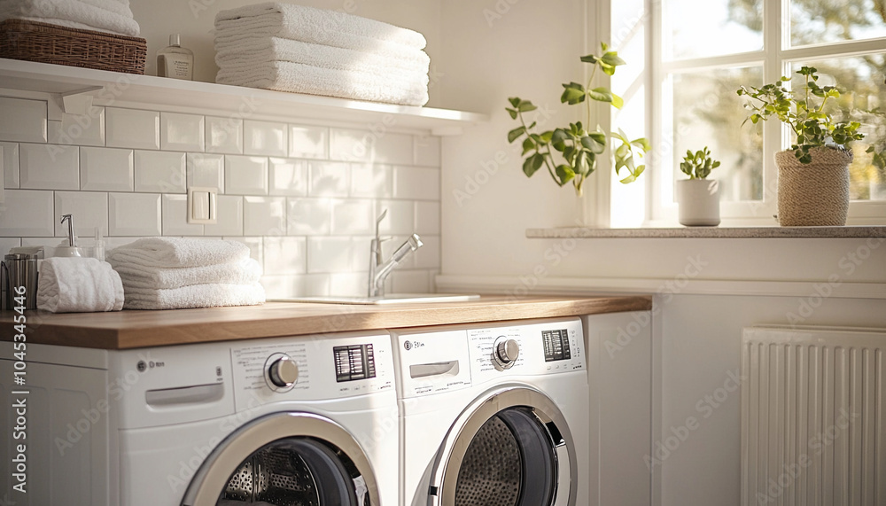 Scandinavian Laundry Room Bright and Neat high detail Scandinavian Laundry Room Bright and Neat high detail