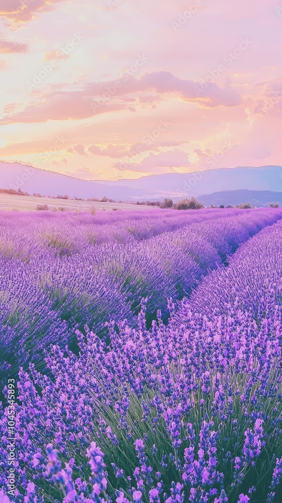 Obraz premium Serene Lavender Field in Full Bloom at Sunset