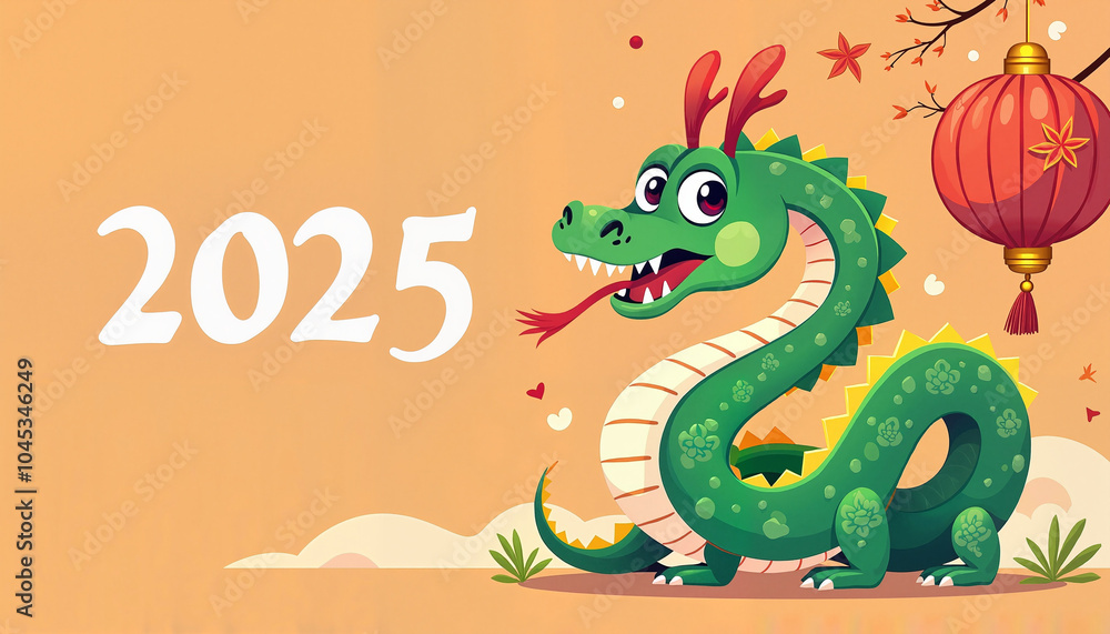 Obraz premium Chinese New Year card in cartoon style