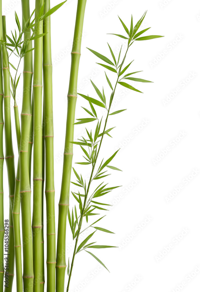 Fototapeta premium bamboo sticks and leaves isolated on transparent background