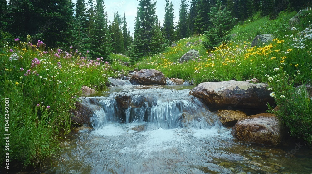 Tranquil Waterfall Over Smooth Rocks in Nature Tranquil Waterfall Over Smooth Rocks in Nature