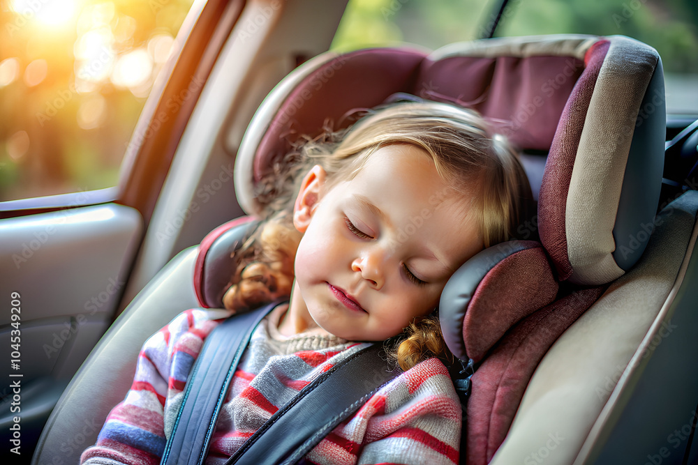 Portrait of pretty little child sleeping in car seat. during family road trip.png Portrait of pretty little child sleeping in car seat. during family road trip.png