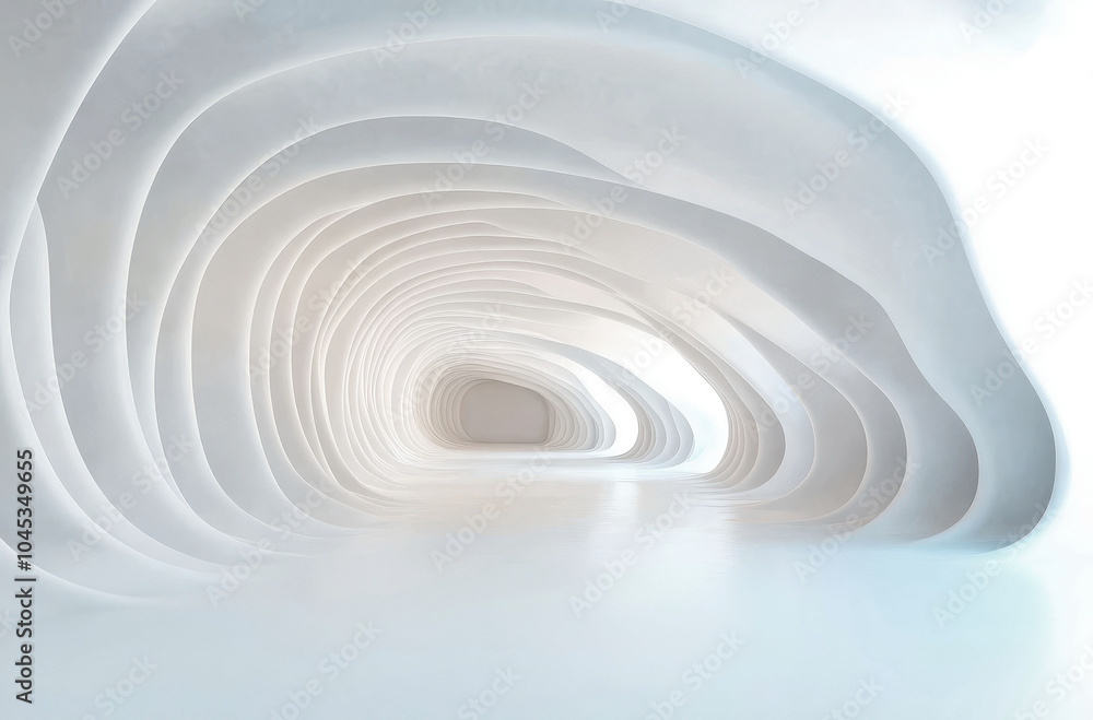 Fototapeta premium Abstract white interior with wavy lines and modern shapes