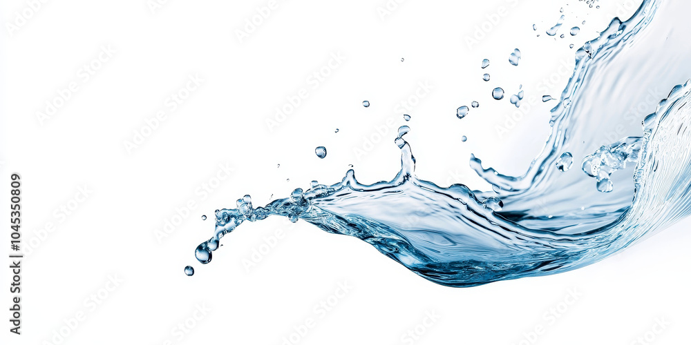 Obraz premium Refreshing splash of water on a blue background with white space