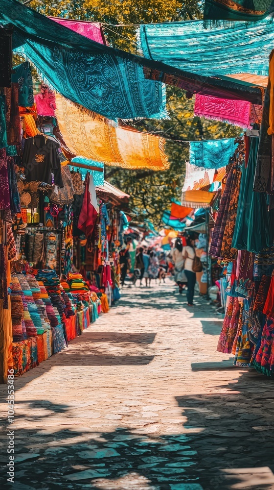 Obraz premium Colorful Street Market with Vibrant Stalls