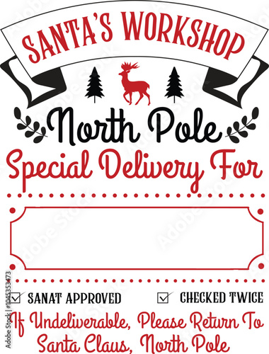Santa Sack SVG Design, Reindeer Mail Special Delivery, Christmas Express, Overnight Delivery, Santa gift bag, Christmas bag, North pole express special delivery, North Pole Post office design