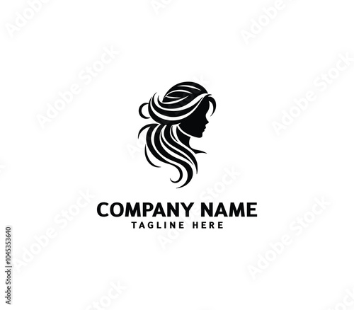 Vector silhouette woman hair logo. Hair minimalist logo. hairstyle logo for beauty salon, hair salon
