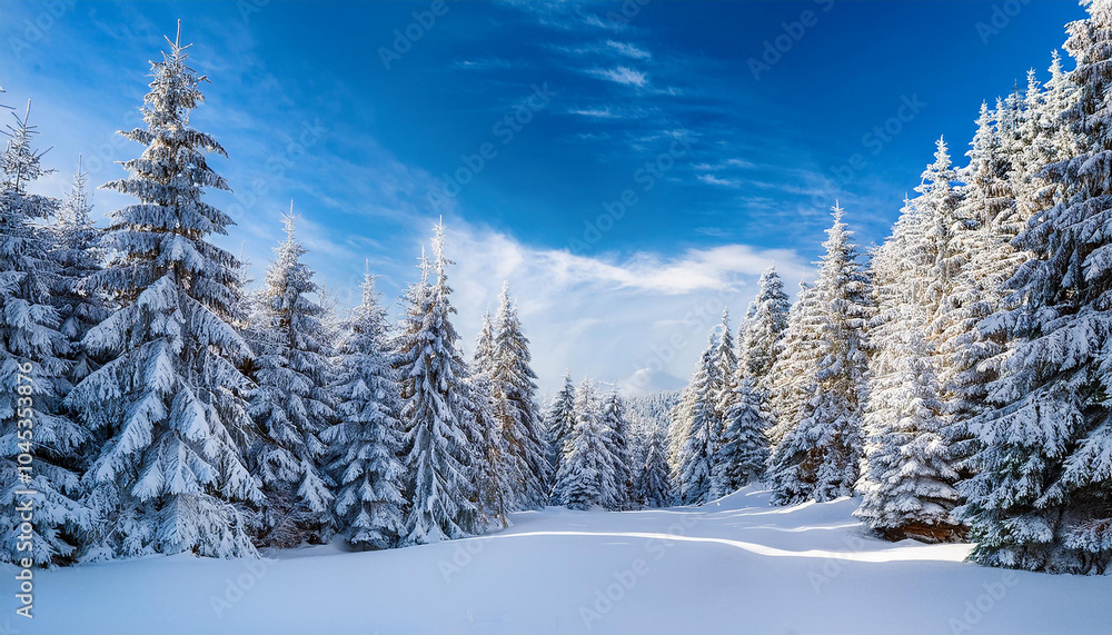 Obraz premium winter snow and tree with bluesky