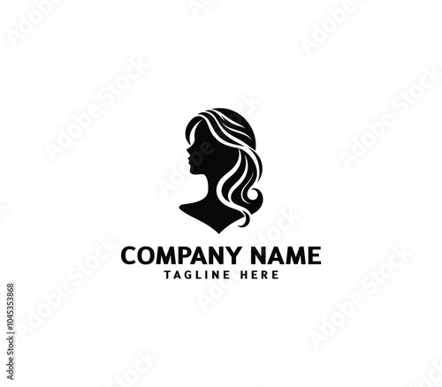 Vector silhouette woman hair logo. Hair minimalist logo. hairstyle logo for beauty salon, hair salon