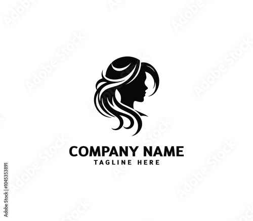 Vector silhouette woman hair logo. Hair minimalist logo. hairstyle logo for beauty salon, hair salon