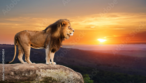 Wallpaper Mural Regal lion standing on a rock overlooking Torontodigital.ca