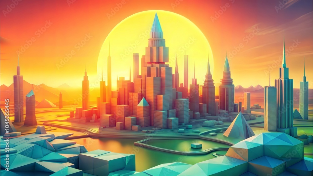 Low Poly Futuristic Cityscape Low Poly Futuristic Cityscape