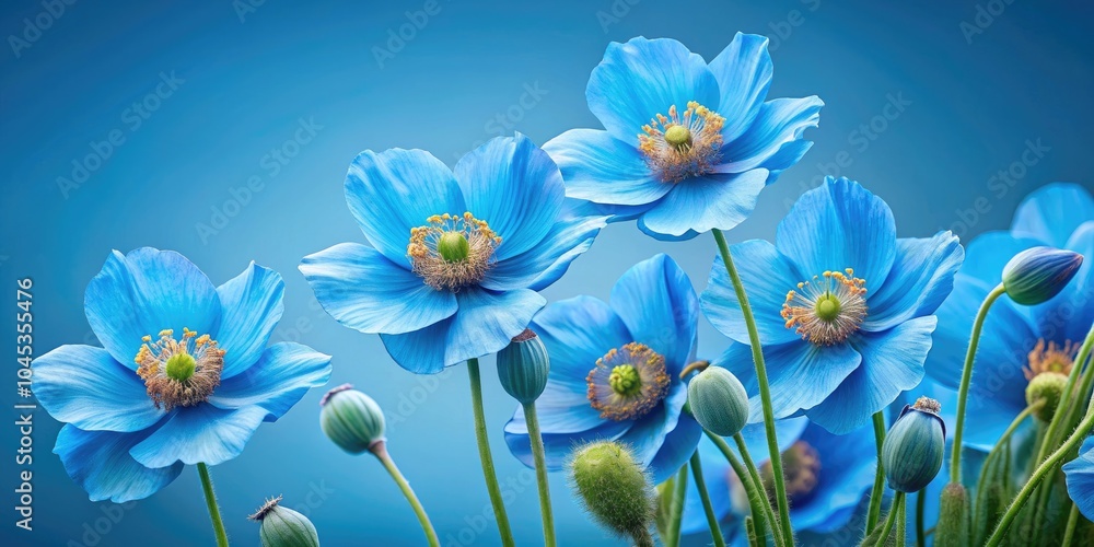 Beautiful Himalayan Blue Poppy flowers against a blue background, Himalayan, blue, poppy, flowers, flora, nature, garden Beautiful Himalayan Blue Poppy flowers against a blue background, Himalayan, blue, poppy, flowers, flora, nature, garden