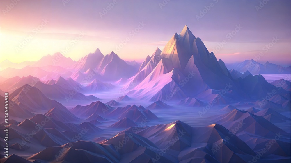 Low Poly Mountain Range at Sunrise Low Poly Mountain Range at Sunrise
