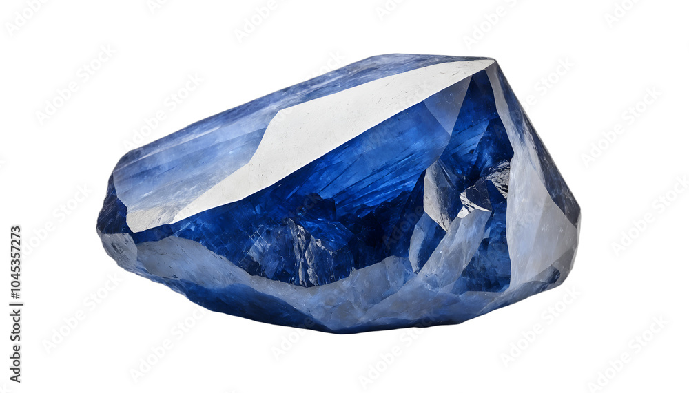 Fototapeta premium raw blue Safire gemstone isolated on white background