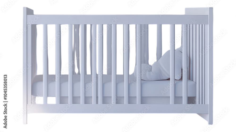 A serene nursery featuring a cozy white crib with a peaceful baby resting, ideal for nurturing and sleep in a calming environment. A serene nursery featuring a cozy white crib with a peaceful baby resting, ideal for nurturing and sleep in a calming environment.