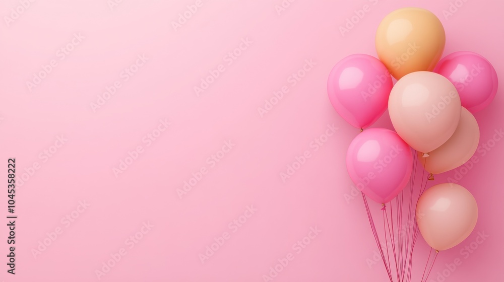 Colorful Balloons on a Soft Pink Background Colorful Balloons on a Soft Pink Background