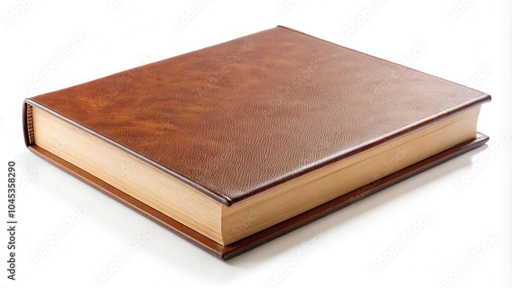 Closed brown big book with hardcover isolated on white background Closed brown big book with hardcover isolated on white background