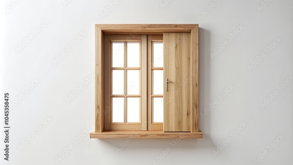 Closed wooden window isolated on white background Closed wooden window isolated on white background