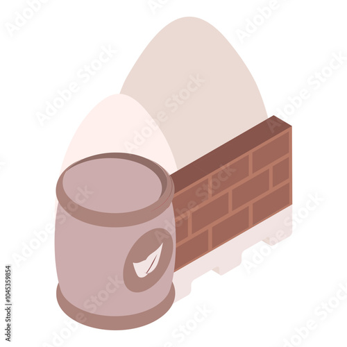 common construction materials isometric concept, Sand, Bricks Block and Cement bag vector icon design, repair maintenance servicess symbol, Home remodeling sign Building and construction illustration