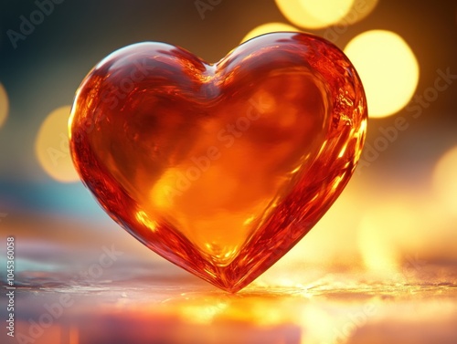 Glass Heart with Soft Bokeh Background