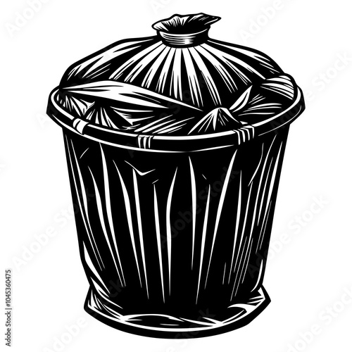  Bin Liner silhouette vector illustration on a white background