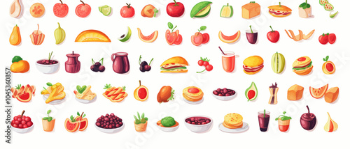 Food icon collection on white background