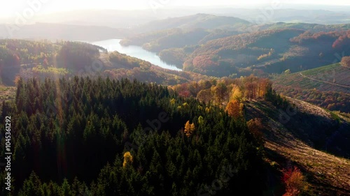 the german rothaargebirge and obernau dam in autumn 4k 30fps video photo